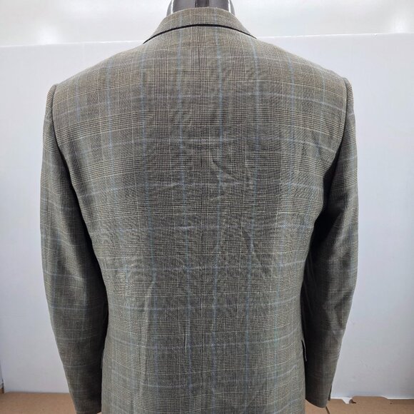 Ermenegildo Zegna 44L Sport Coat Gray Windowpane Wool Silk Linen Blazer Jacket - Picture 2 of 13